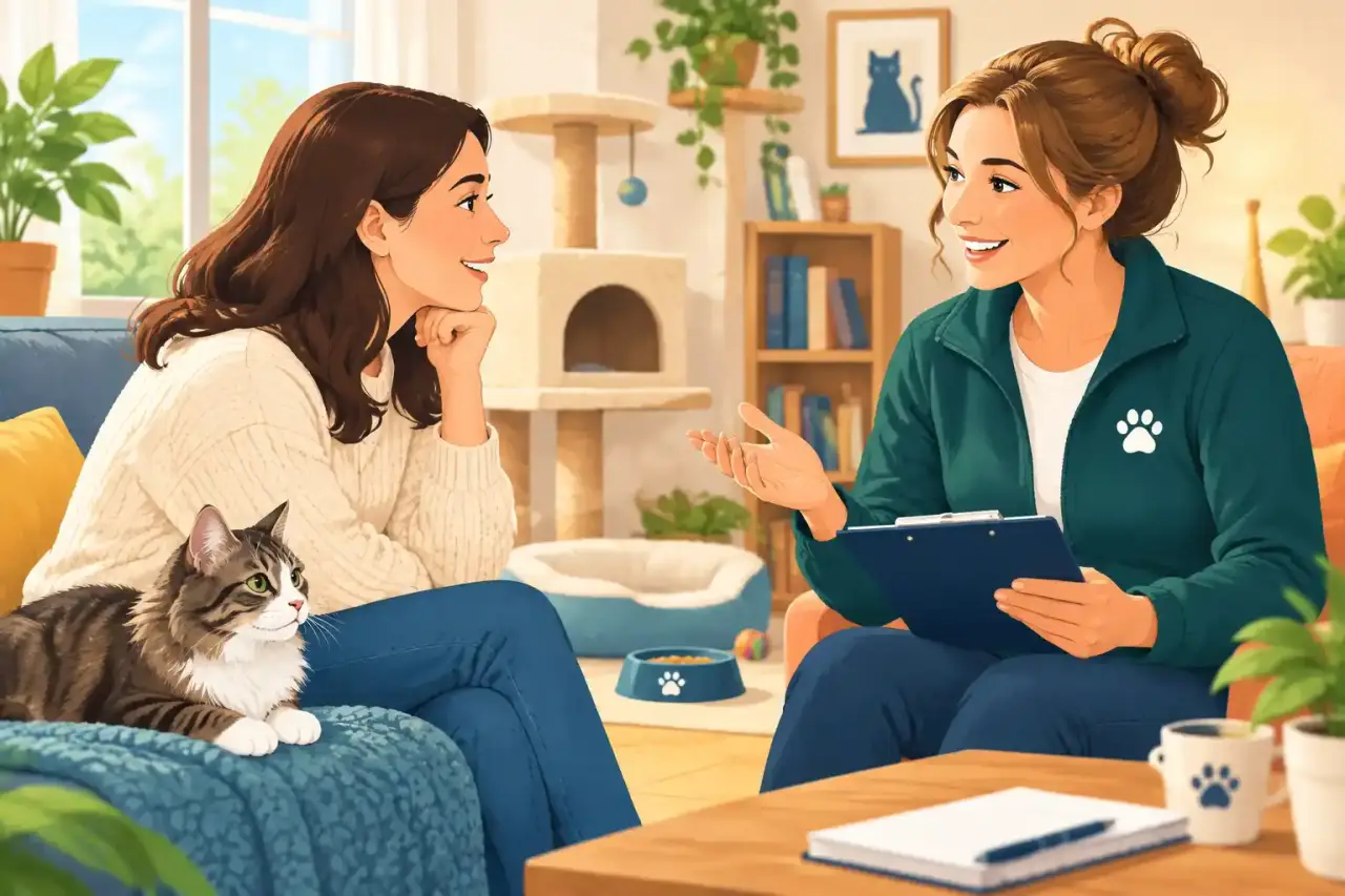 Chat paisible dans son intérieur pendant une garde à domicile
