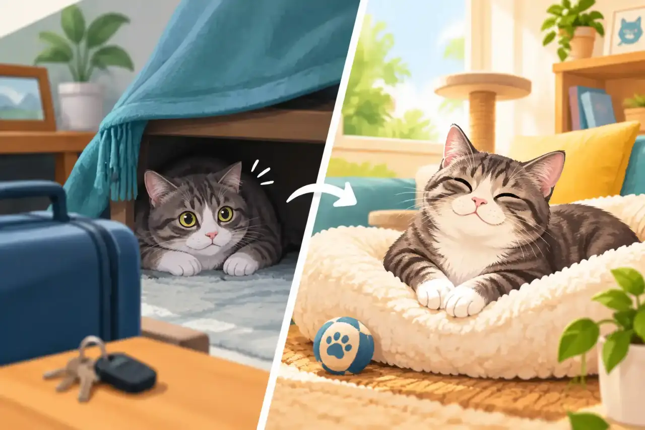 Chat détendu dans son intérieur après une garde à domicile