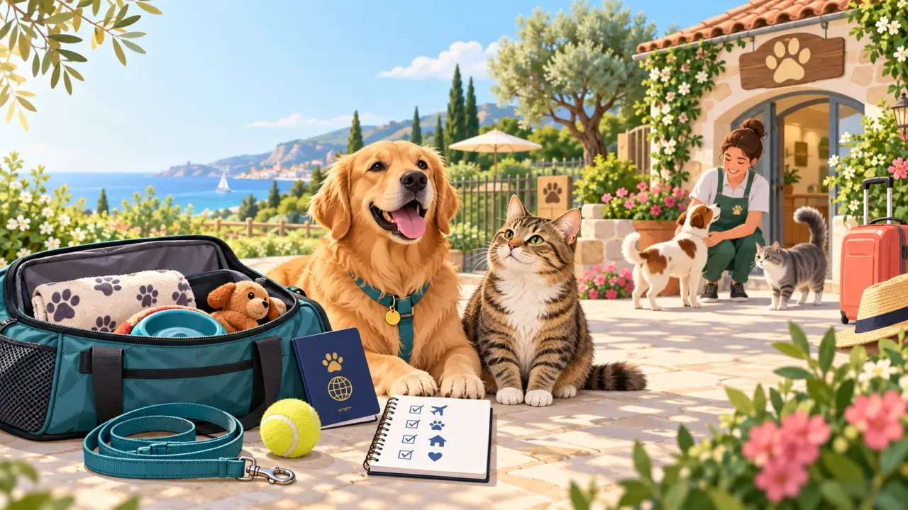 Chien heureux dans un espace de pension accueillant