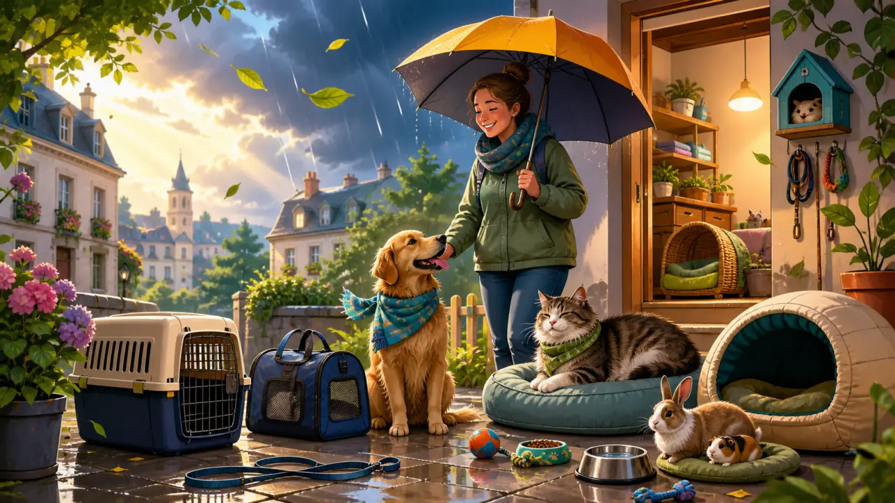 Illustration colorée d'animaux heureux et d'icônes de garde animale selon les saisons