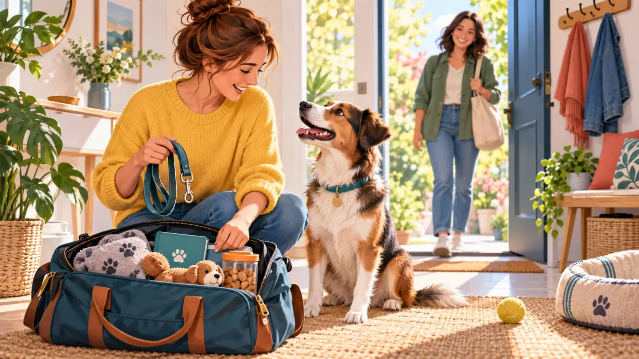 Chien heureux prêt pour sa première garde
