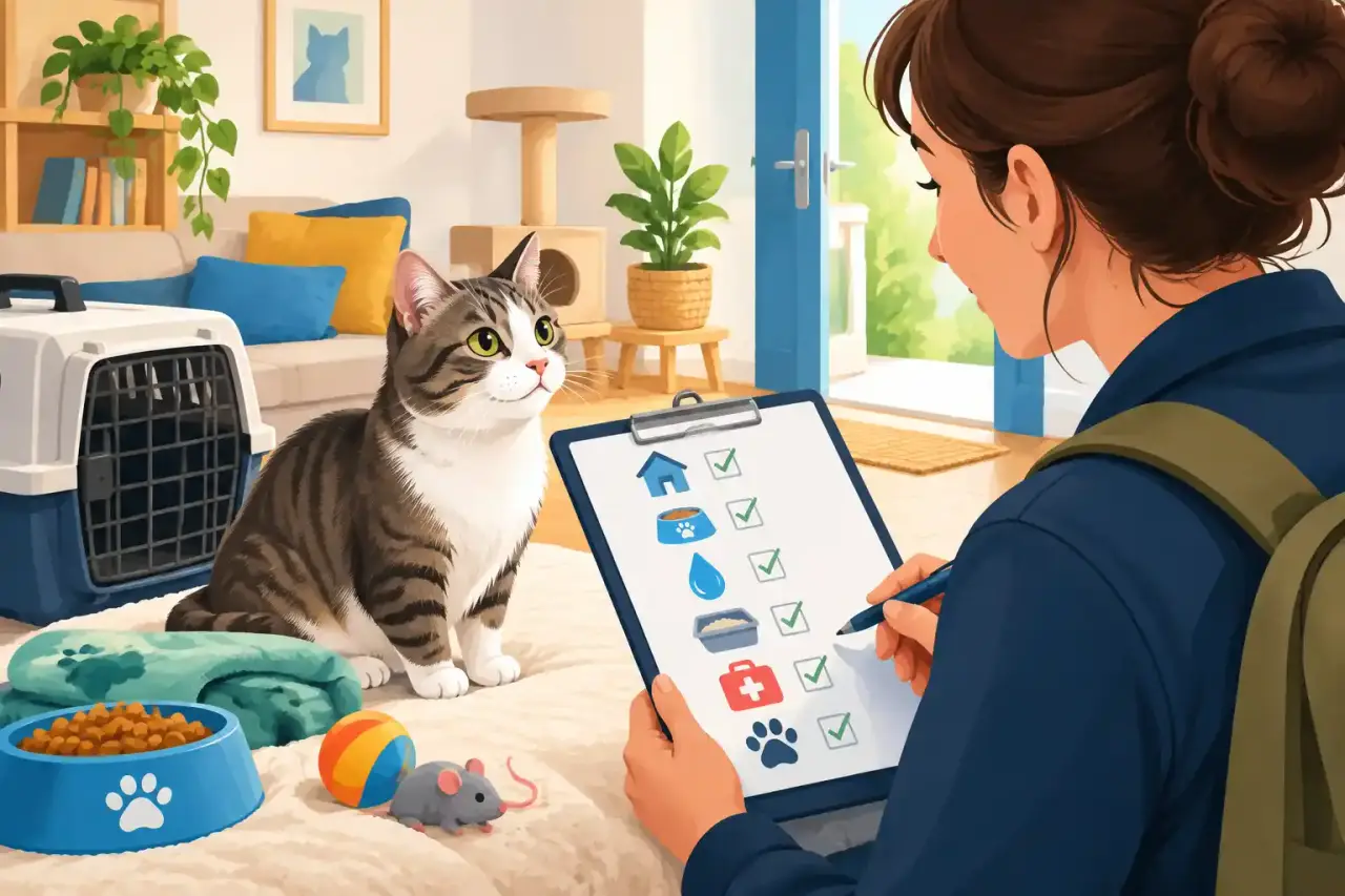 Chat détendu dans son intérieur avant une visite à domicile